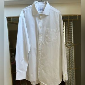 Charles Tyrwhitt Dress Shirt Pique Pattern Button-Up White Men’s Size: 18/37